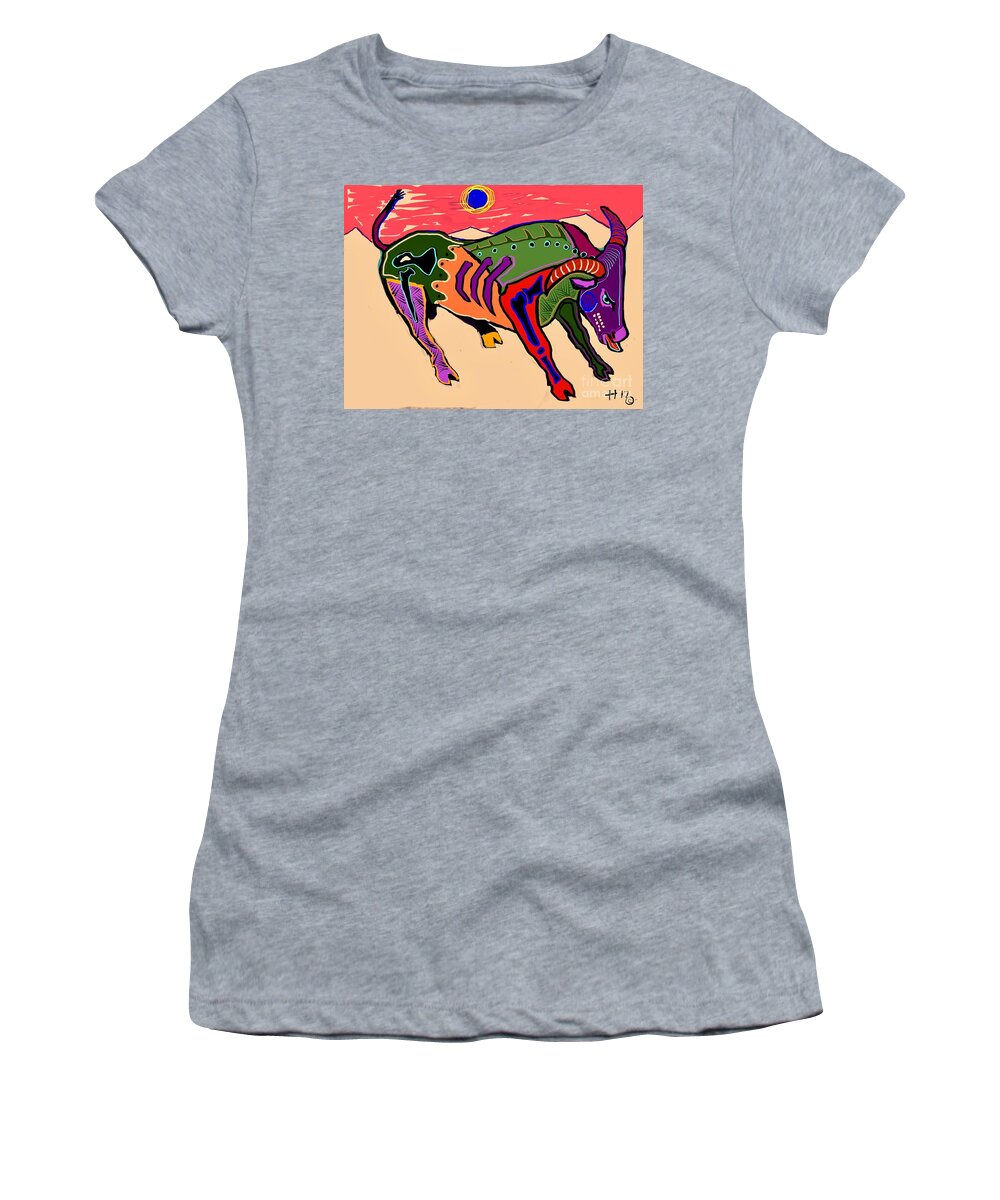 Women's T-Shirt featuring the digital art Bull Rush by Hans Magden