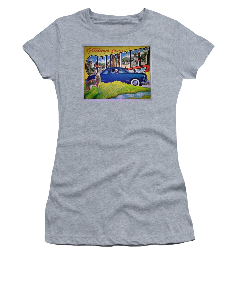 Dixie Road Trips Women's T-Shirt featuring the digital art Dixie Road Trips / Chimney Rock by David Squibb