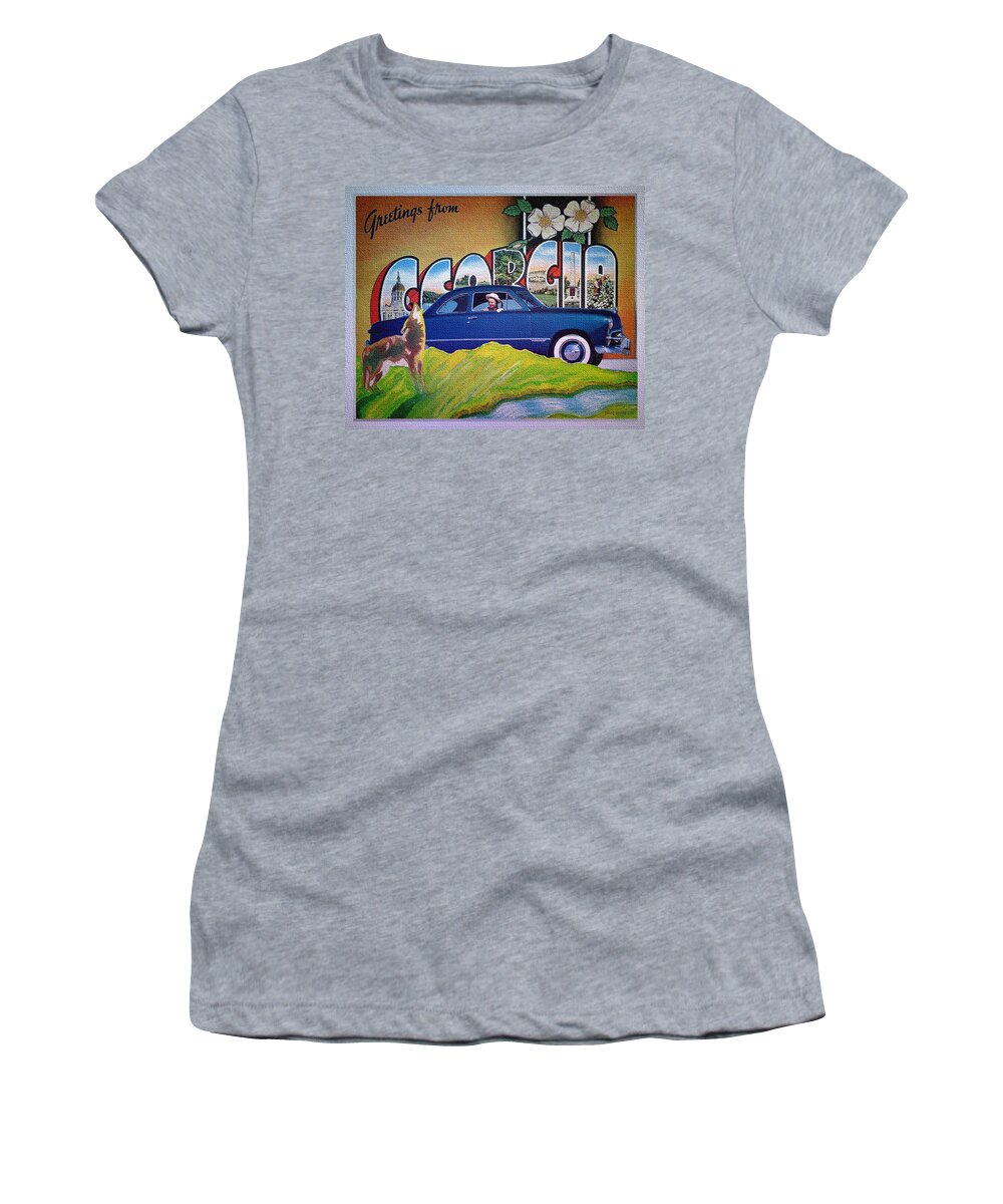 Dixie Road Trips Women's T-Shirt featuring the digital art Dixie Road Trips / Georgia by David Squibb