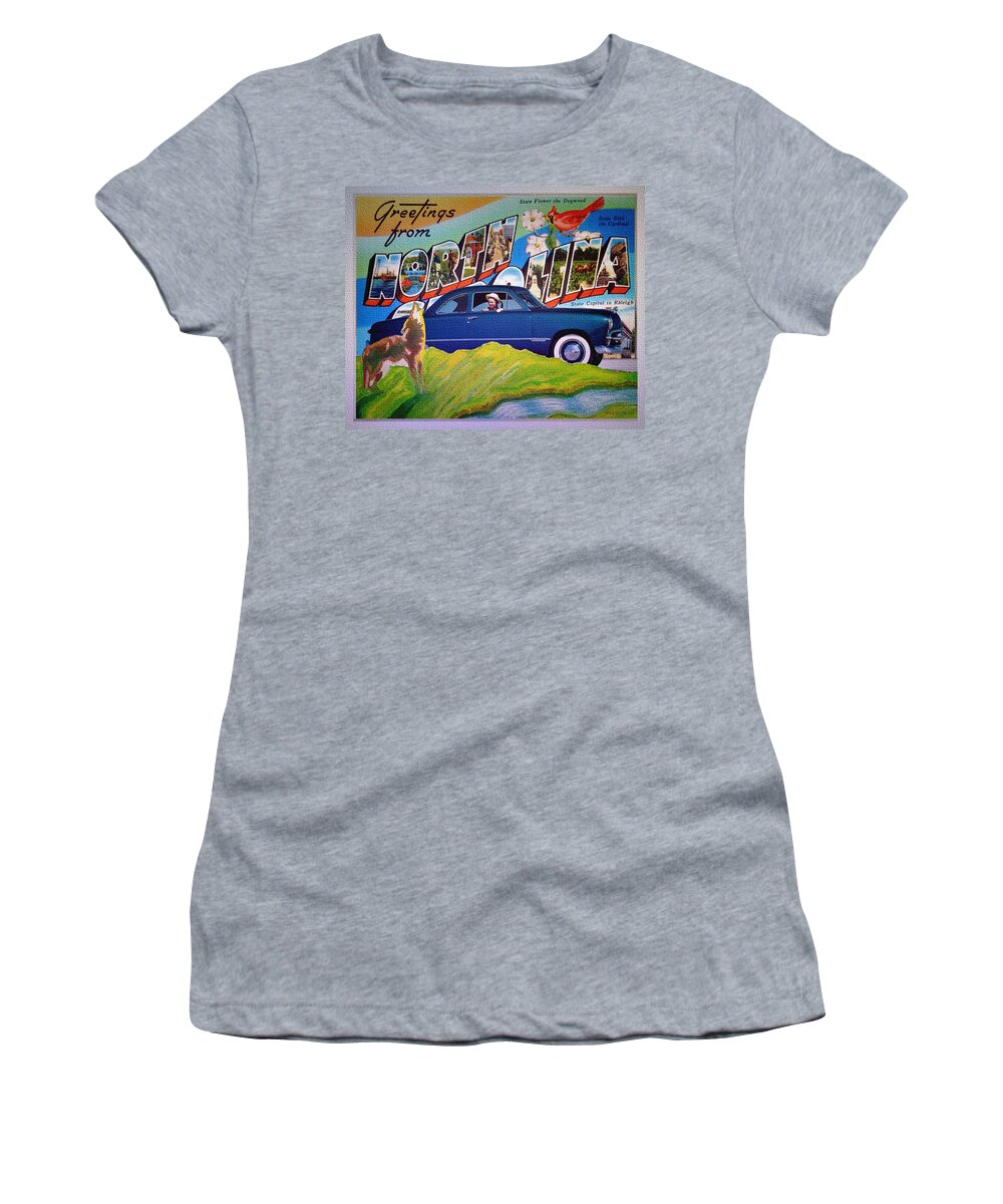 Dixie Road Trips Women's T-Shirt featuring the digital art Dixie Road Trips / North Carolina by David Squibb