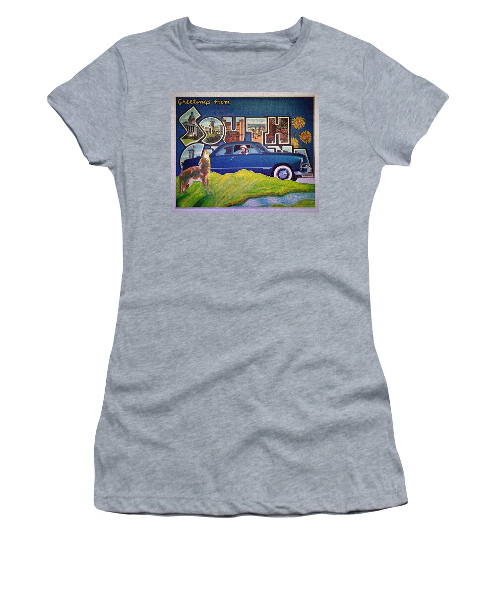 Dixie Road Trips Women's T-Shirt featuring the digital art Dixie Road Trips / South Carolina by David Squibb