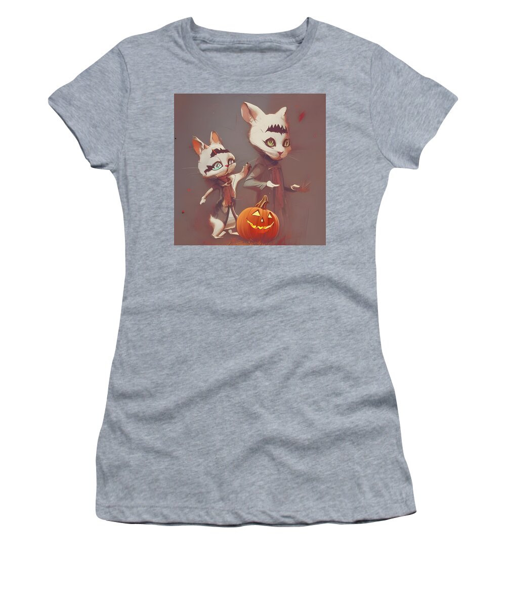 Digital Women's T-Shirt featuring the digital art Bunny Brothers at Halloween by Beverly Read