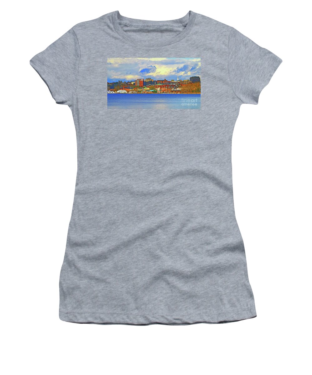 Vermont Women's T-Shirt featuring the photograph Burlington Vermont Lakefront by Deborah Benoit