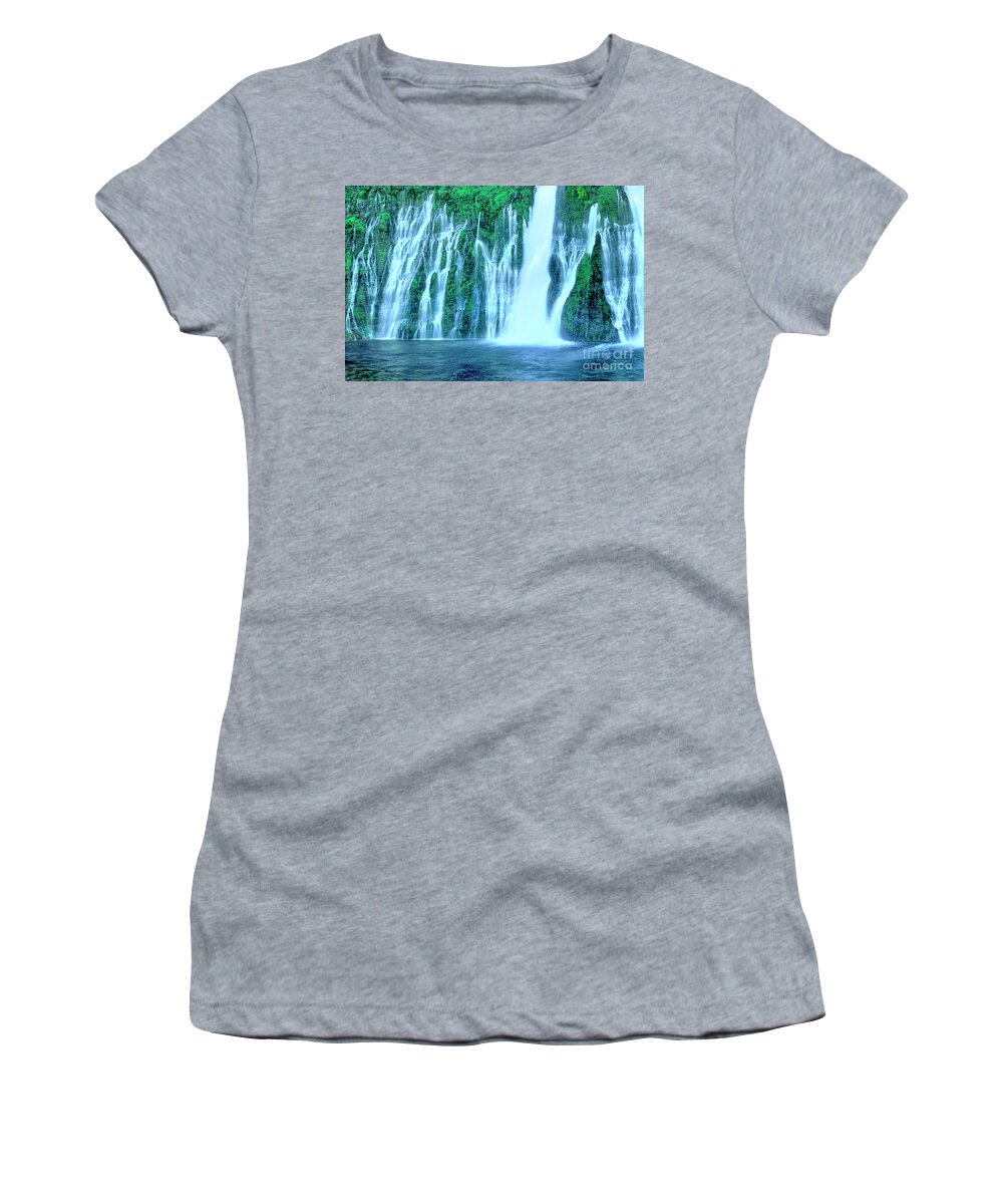 Dave Welling Women's T-Shirt featuring the photograph Burney Falls Mcarthur Burney State Park California by Dave Welling
