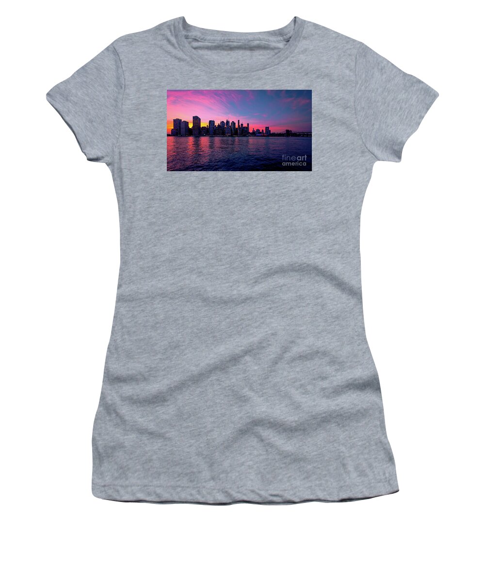 Architecture Women's T-Shirt featuring the photograph Burning Hudson by Stef Ko