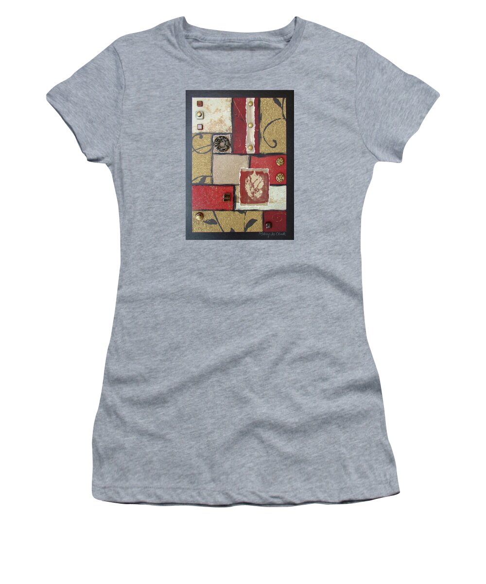 Mixed-media Women's T-Shirt featuring the mixed media Burnished Spaces by MaryJo Clark