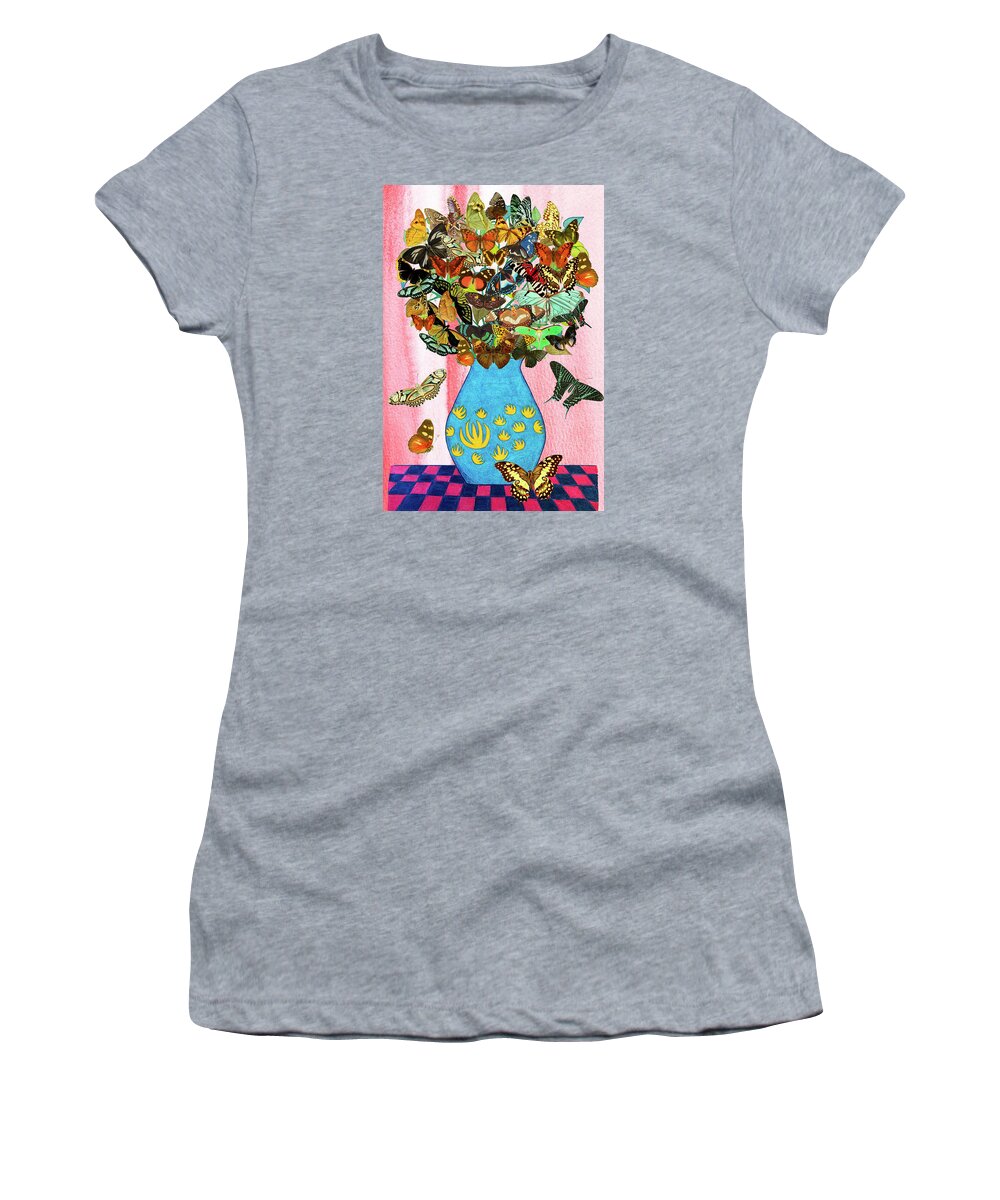Butterflies Women's T-Shirt featuring the mixed media Butterfly Bouquet by Lorena Cassady