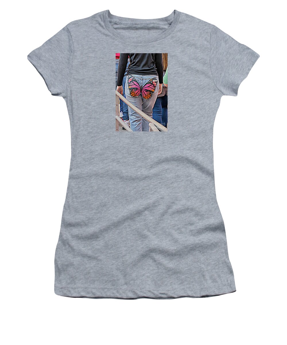 Savannah Women's T-Shirt featuring the mixed media Butterfly Derriere by DB Hayes