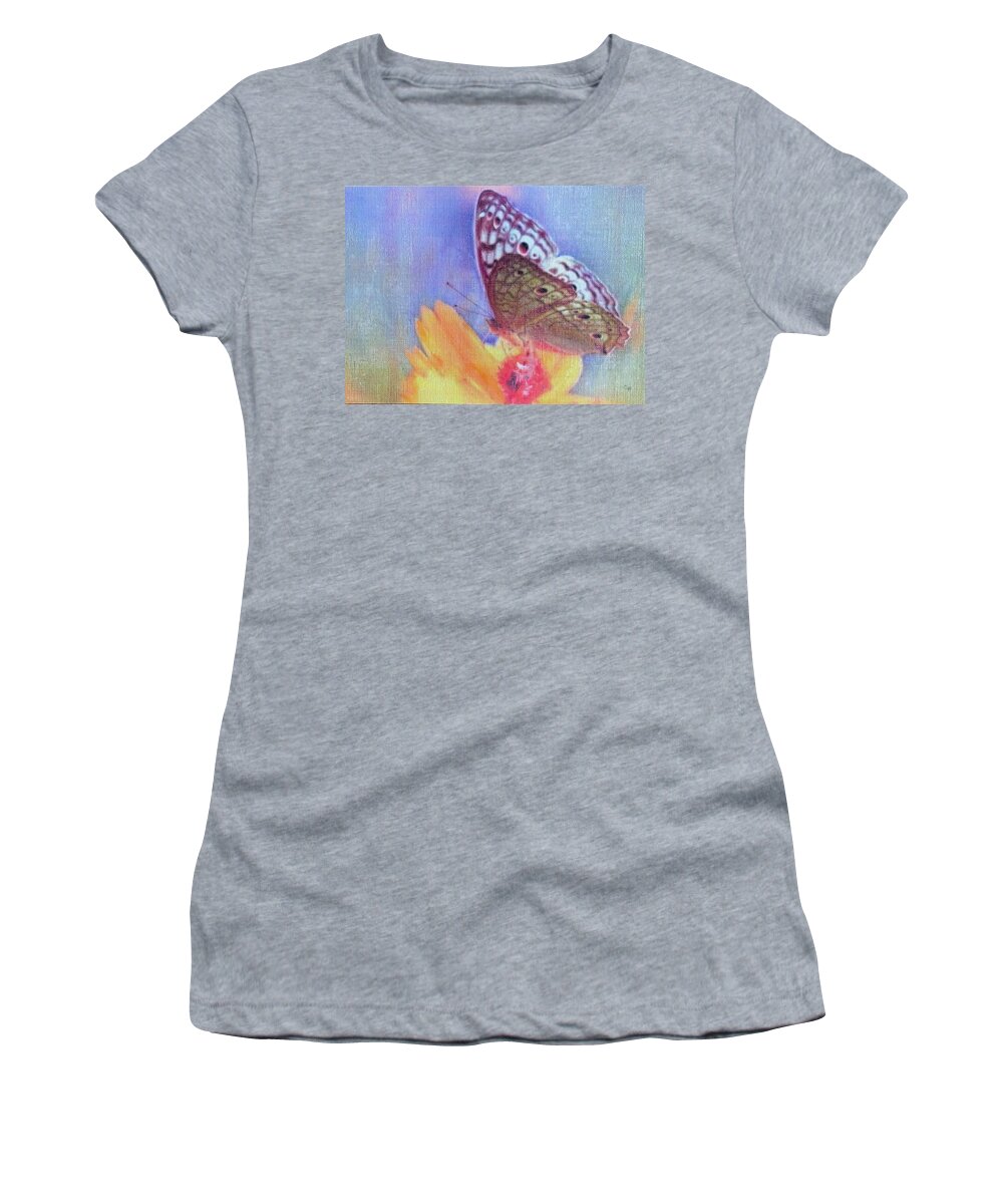 Butterfly Women's T-Shirt featuring the painting Butterfly Kisses by Cara Frafjord