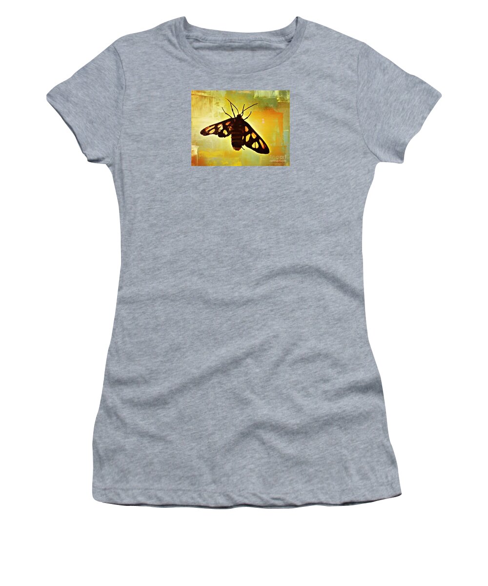 Butterfly Women's T-Shirt featuring the mixed media Butterfly On Windowpane by Leanne Seymour