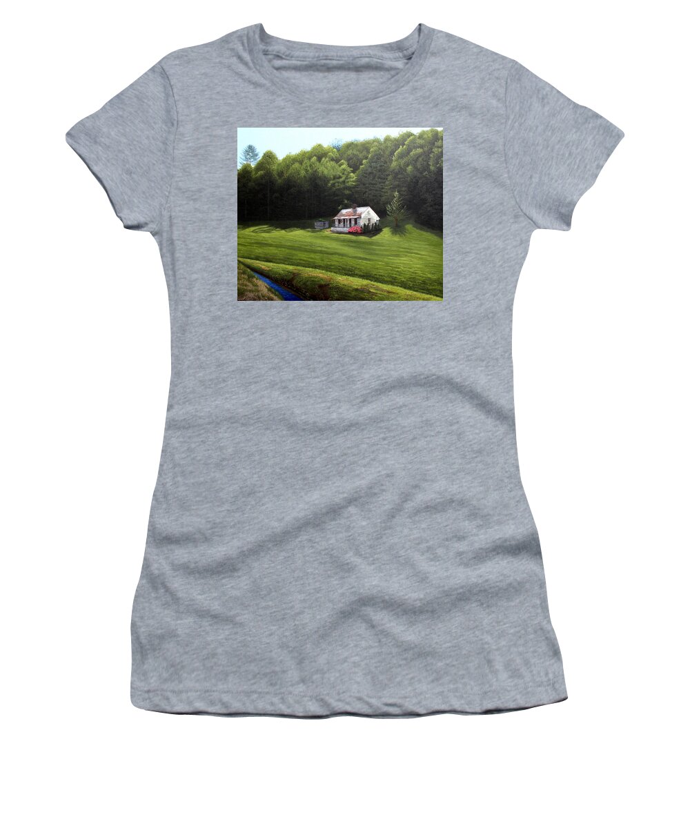 Cabin Women's T-Shirt featuring the painting Cabin on Cartertwn by Adrienne Dye