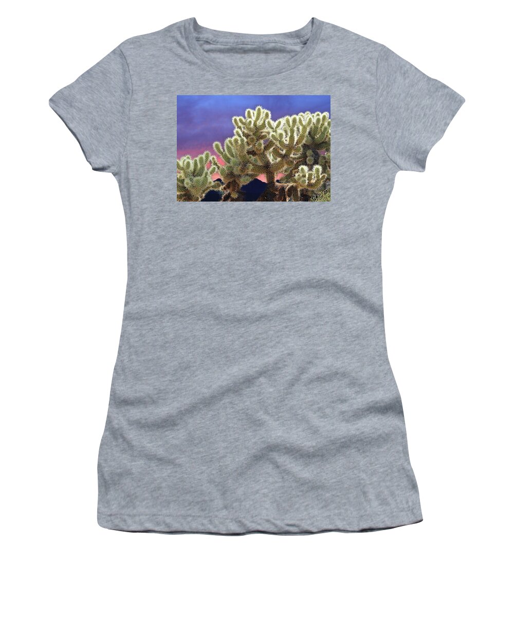 Cactus Women's T-Shirt featuring the photograph Cactus Sunset in Palm Springs by Russ Harris