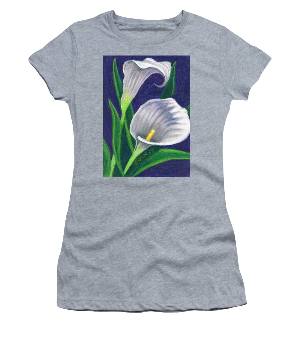 Calla Lilies Women's T-Shirt featuring the pastel Calla Lilies 4 by Katrina Gunn