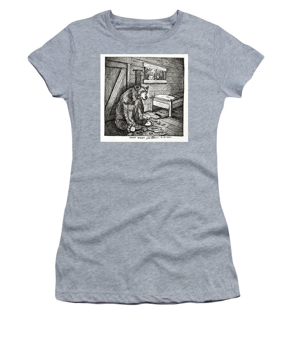 Bear Women's T-Shirt featuring the drawing Camp Guest by Eric Haines
