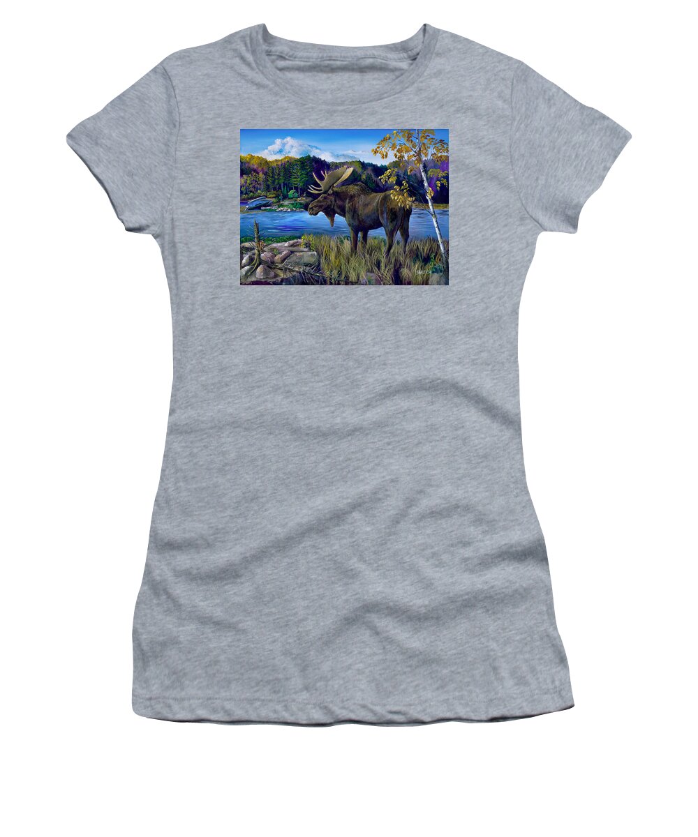 Moose Women's T-Shirt featuring the digital art Camp On Basswood by Joe Baltich