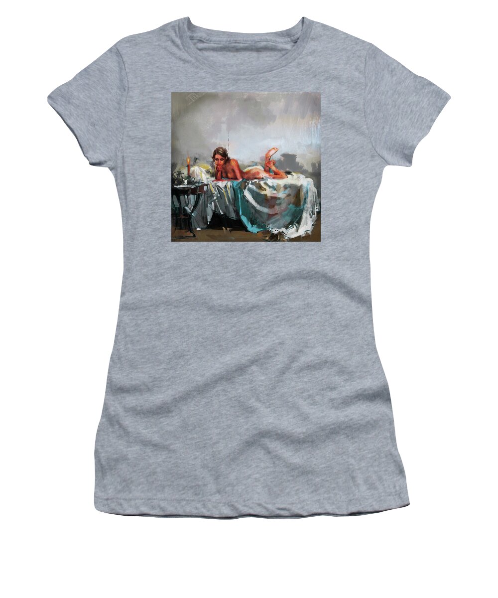  Women's T-Shirt featuring the painting Candle Light by Mahnoor Shah
