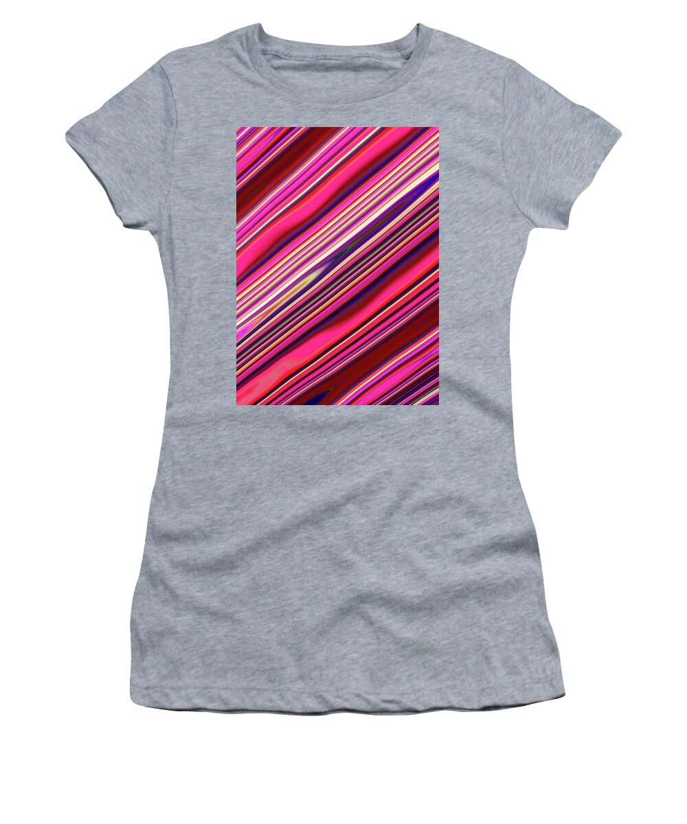 Psychedelic Pink Fractals Women's T-Shirt featuring the digital art Candy Stripes by Vickie Fiveash
