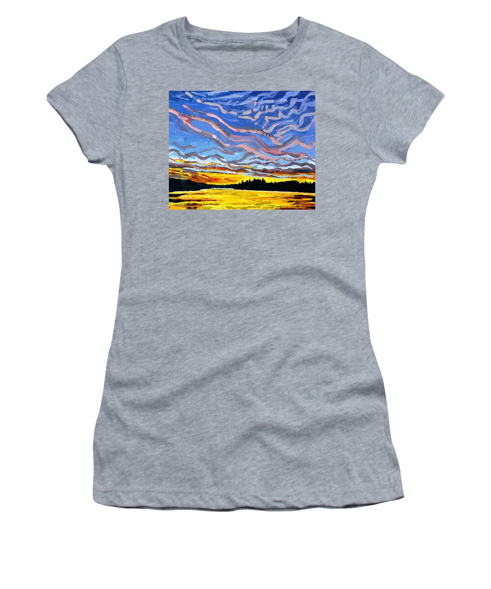 2217 Women's T-Shirt featuring the painting Canine Cove Cirrus Sunset by Phil Chadwick
