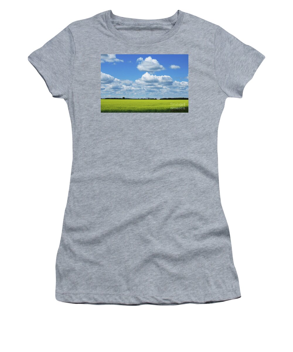 Agriculture Women's T-Shirt featuring the photograph Canola Field by Mary Mikawoz