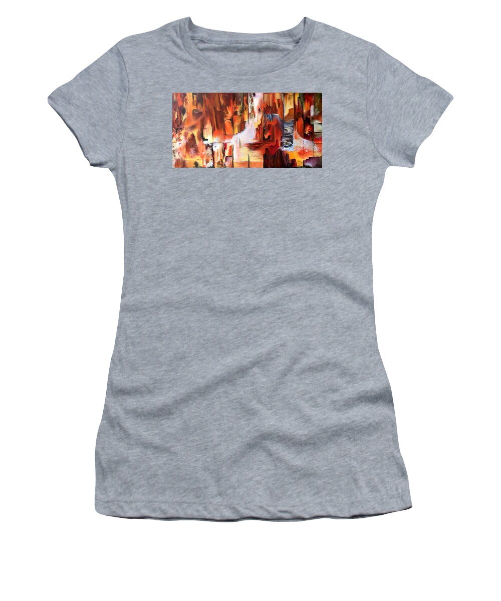 American West Women's T-Shirt featuring the painting Canyon Walls by Terry R MacDonald