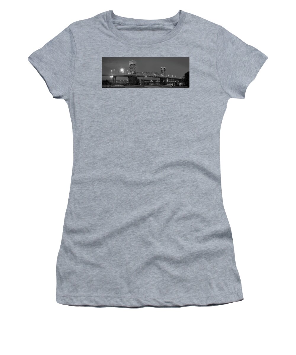 Cape Fear Memorial Bridge Women's T-Shirt featuring the photograph Cape Fear Memorial Bridge - Wilmington North Carolina 2 by Mike McGlothlen