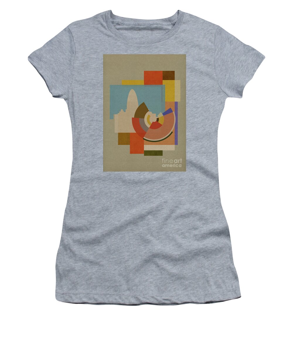 London Women's T-Shirt featuring the mixed media Capital Squares - Gherkin by BFA Prints