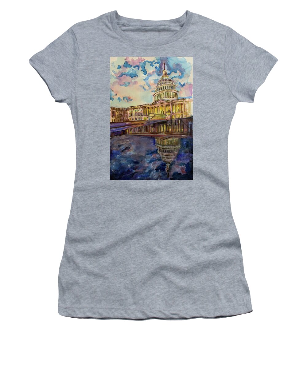Architecture Women's T-Shirt featuring the painting Capitol Building by Try Cheatham