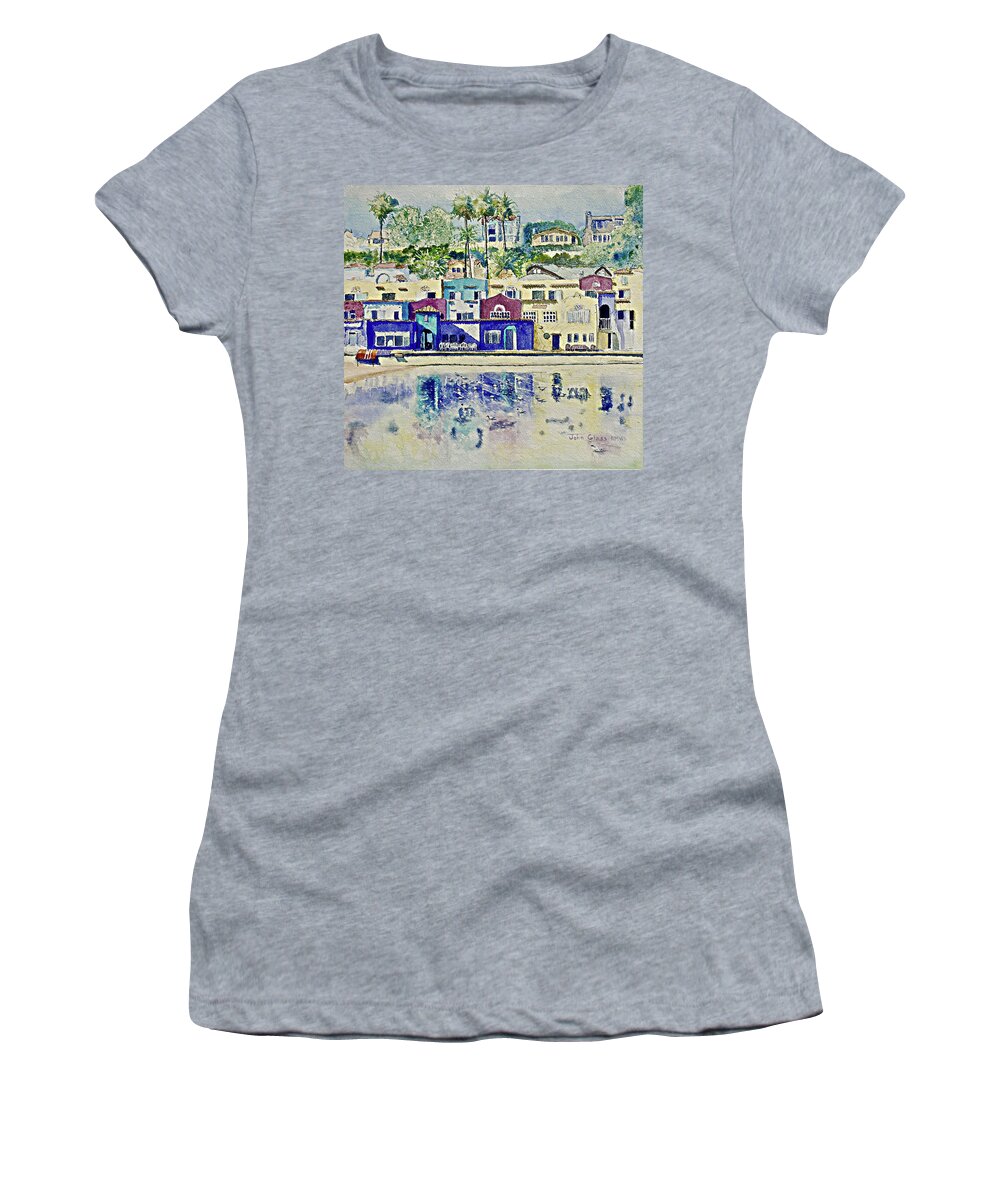 Capitola Ca. Ocean Women's T-Shirt featuring the painting Capitola by John Glass