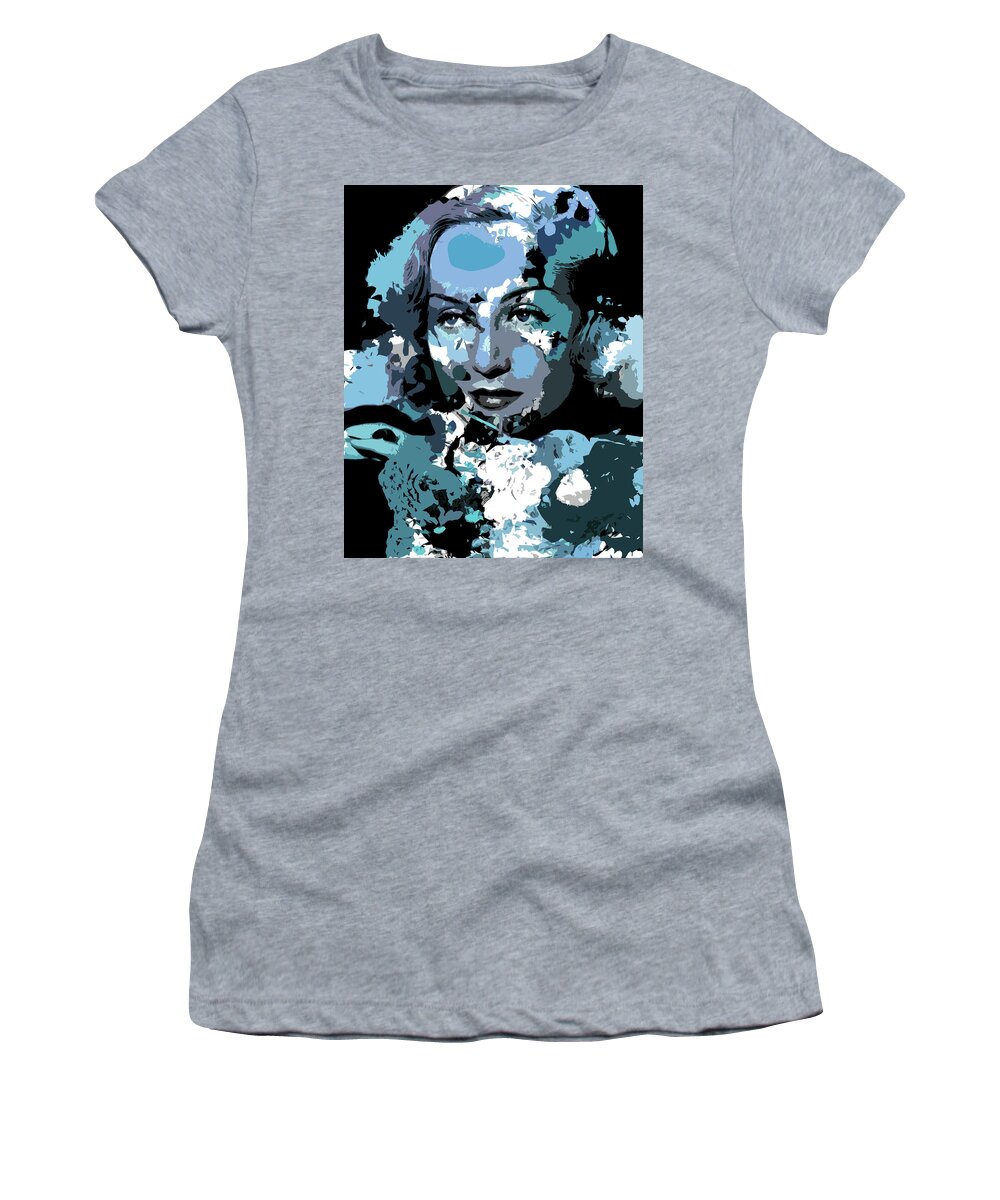 Carole Lombard Women's T-Shirt featuring the digital art Carole Lombard psychedelic portrait by Movie World Posters