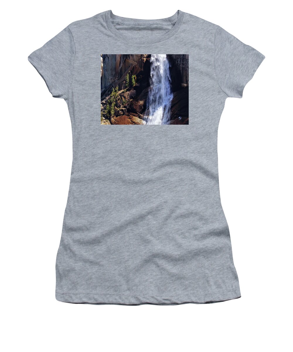 Nevada Falls Women's T-Shirt featuring the photograph Cascading Water Nevada Fall by Brett Harvey