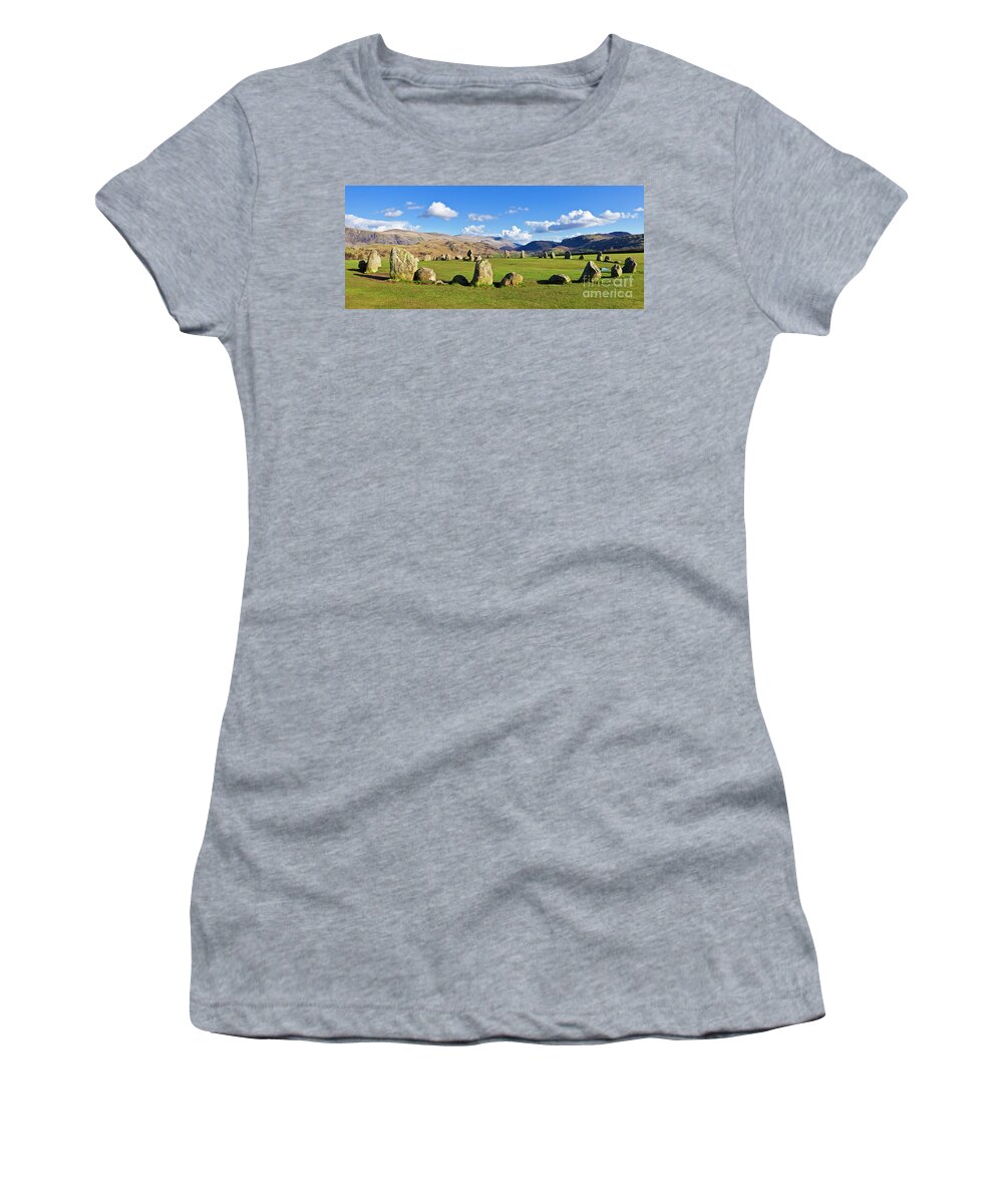 Castlerigg Stone Circle Women's T-Shirt featuring the photograph Castlerigg stone circle, Keswick, Lake District, England by Neale And Judith Clark