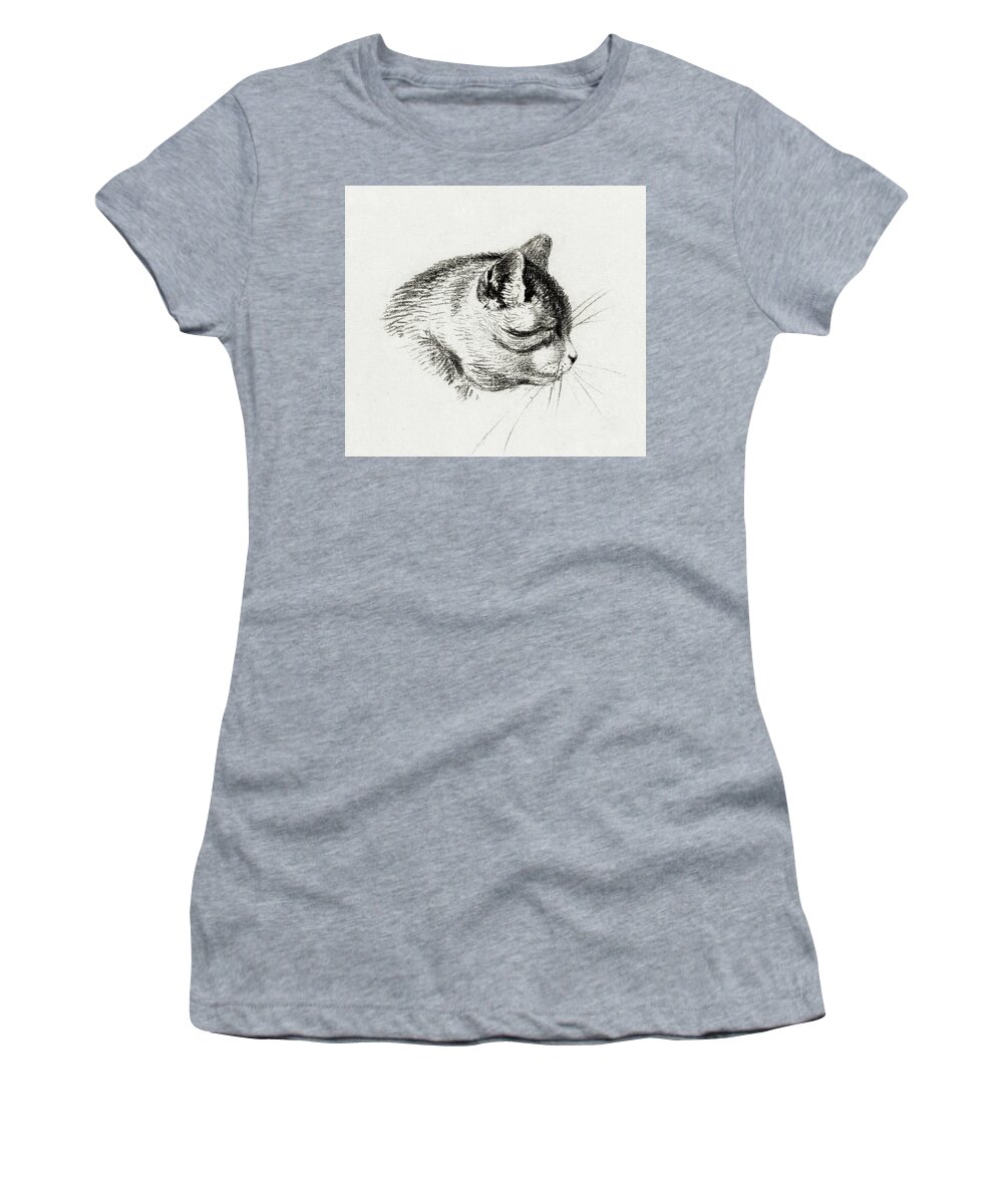 Animal Women's T-Shirt featuring the drawing Cat Drawing 11 by Jean Bernard 1800 by Movie Poster Prints