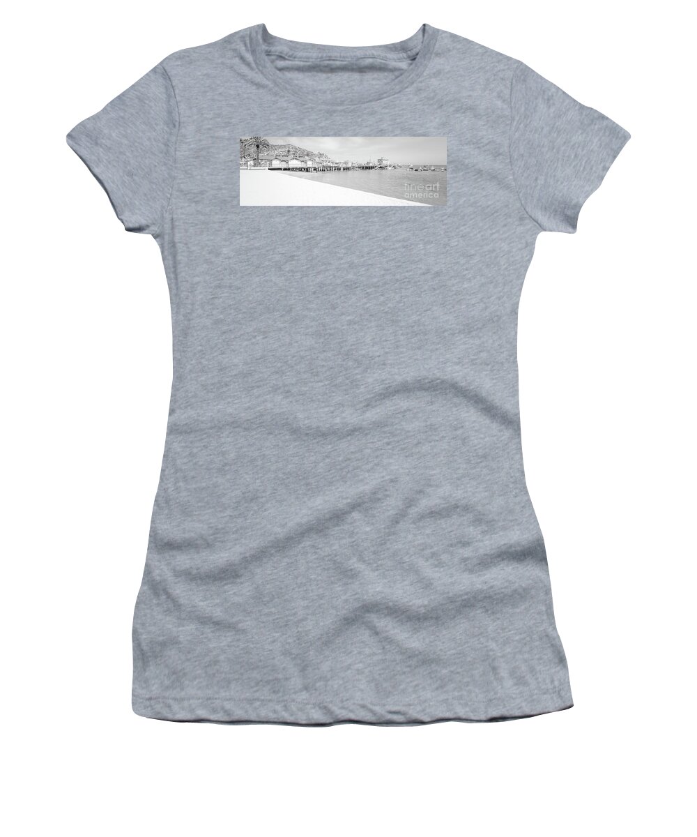 2017 Women's T-Shirt featuring the photograph Catalina Island Beach Black and White Panorama Photo by Paul Velgos