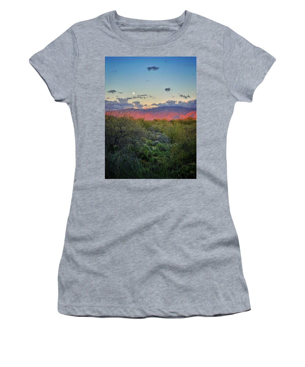 Sunset Women's T-Shirt featuring the photograph Catalina Mountains Sunset by Jerry Abbott