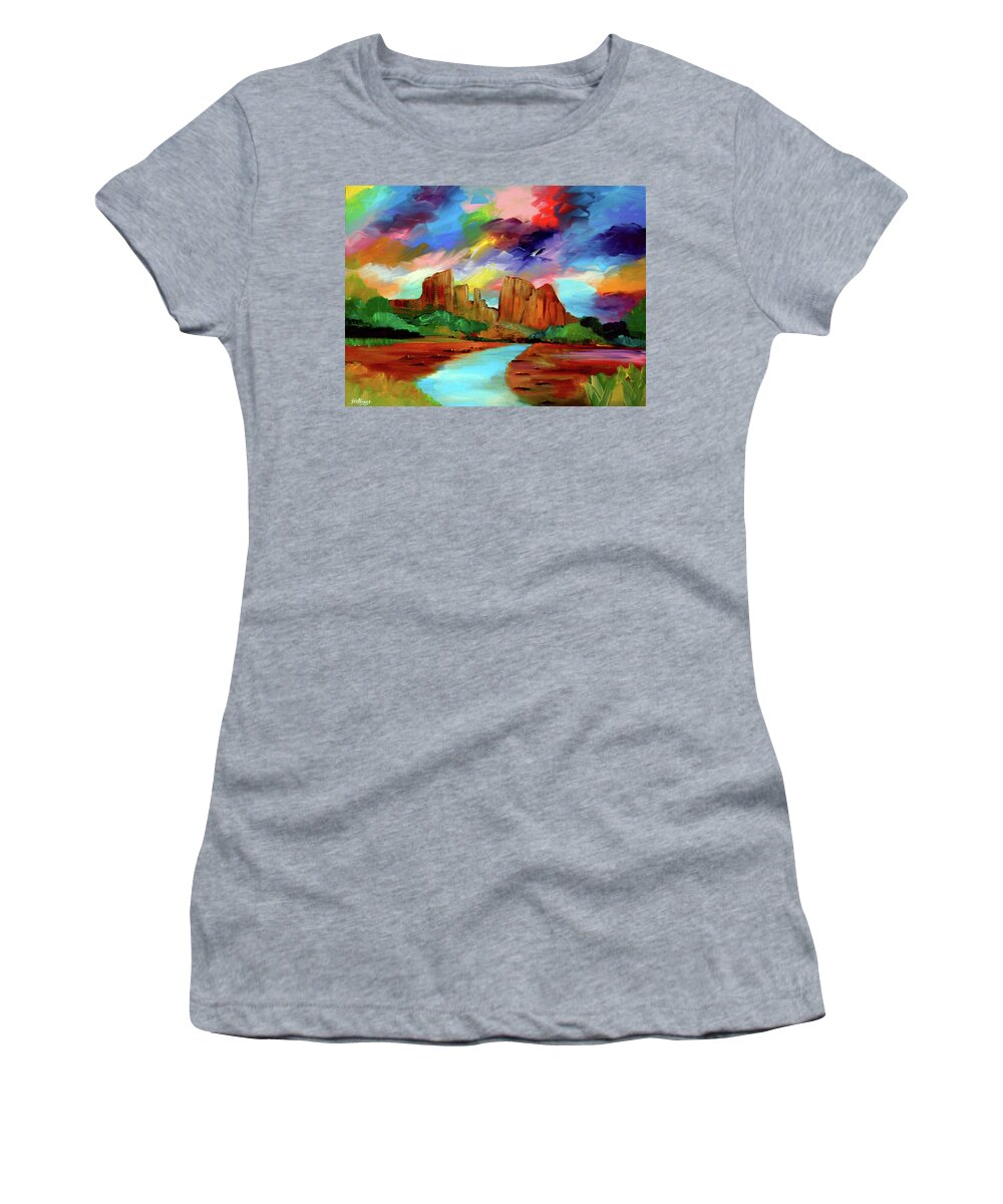 Landscape Women's T-Shirt featuring the painting Cathedral Glory by Jim Stallings