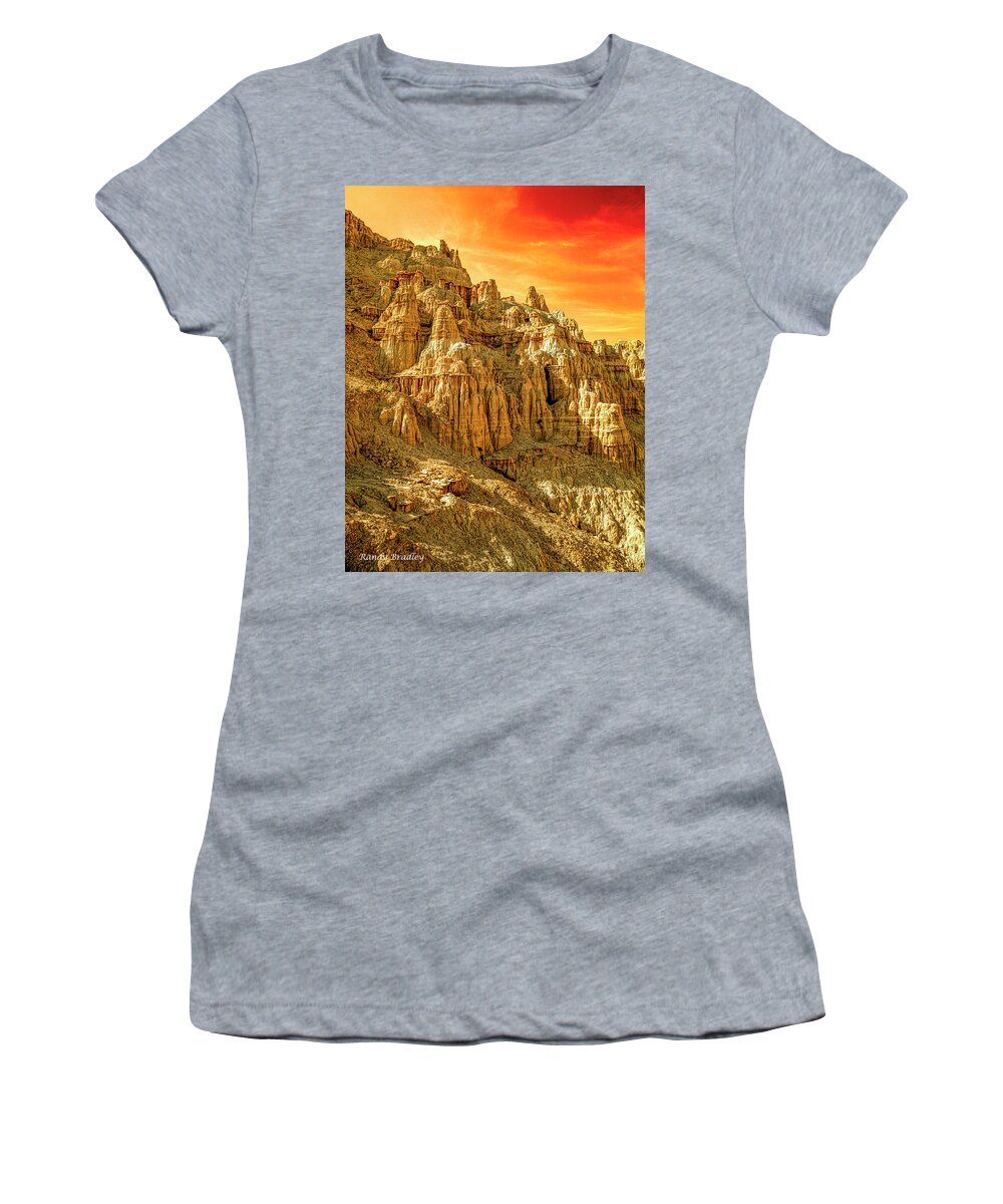 Usa Women's T-Shirt featuring the photograph Cathedral Gorge with Firey sunset by Randy Bradley