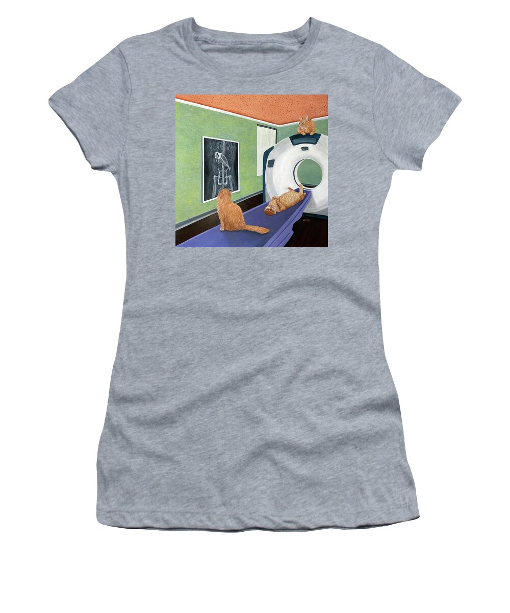 Cat Art Women's T-Shirt featuring the painting CAT Scan by Karen Zuk Rosenblatt