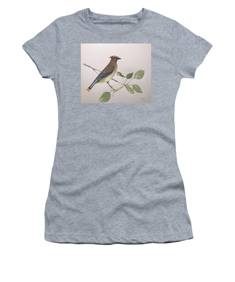 Birds Women's T-Shirt featuring the painting Cedar Waxwing by Robert Fugate