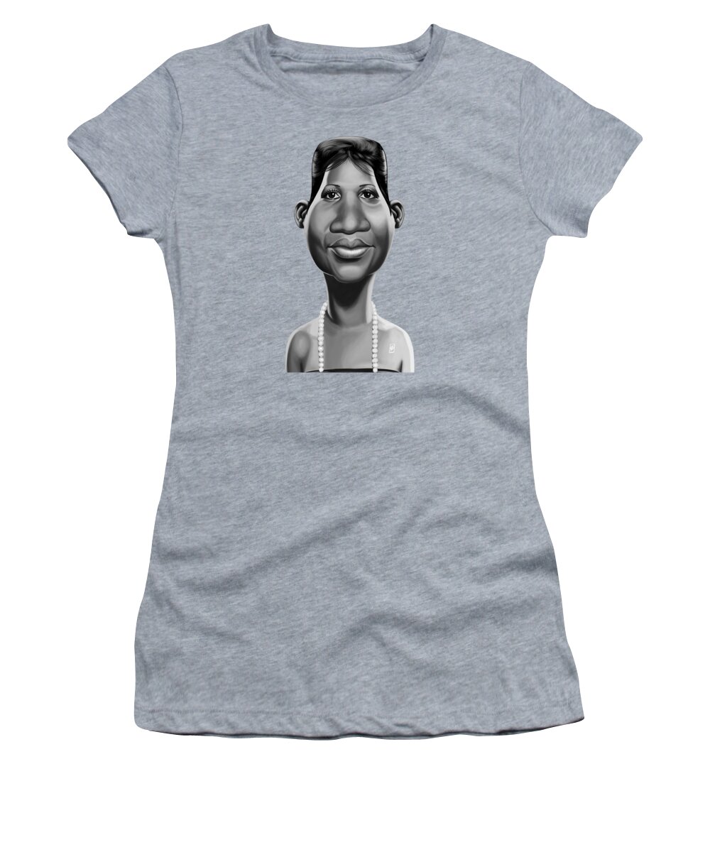 Illustration Women's T-Shirt featuring the digital art Celebrity Sunday - Aretha Franklin by Rob Snow