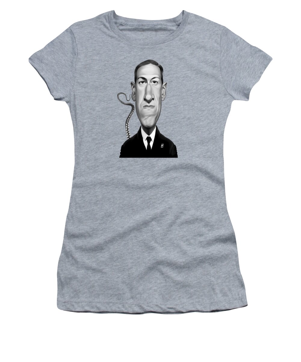 Illustration Women's T-Shirt featuring the digital art Celebrity Sunday - H.P Lovecraft by Rob Snow