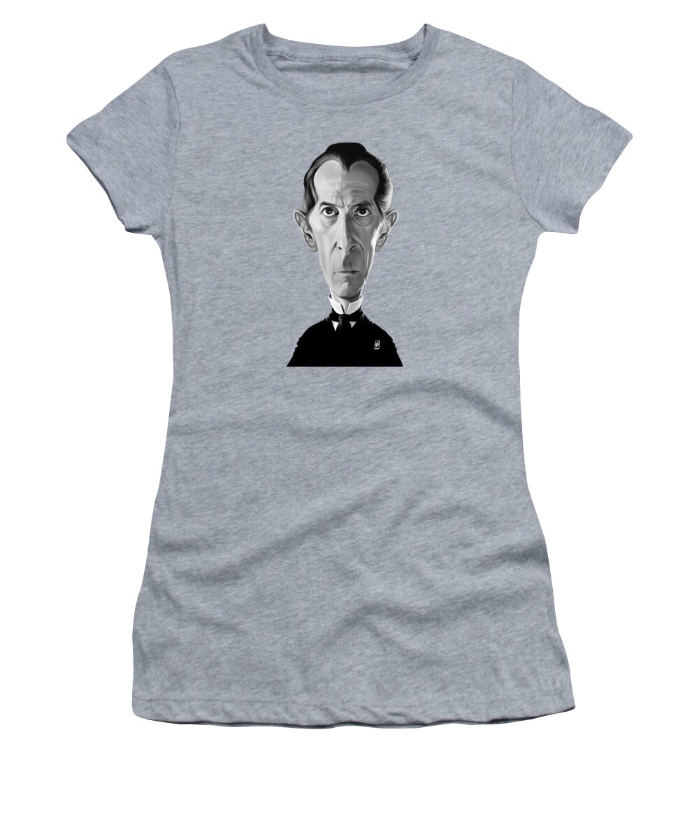 Illustration Women's T-Shirt featuring the digital art Celebrity Sunday - Peter Cushing by Rob Snow