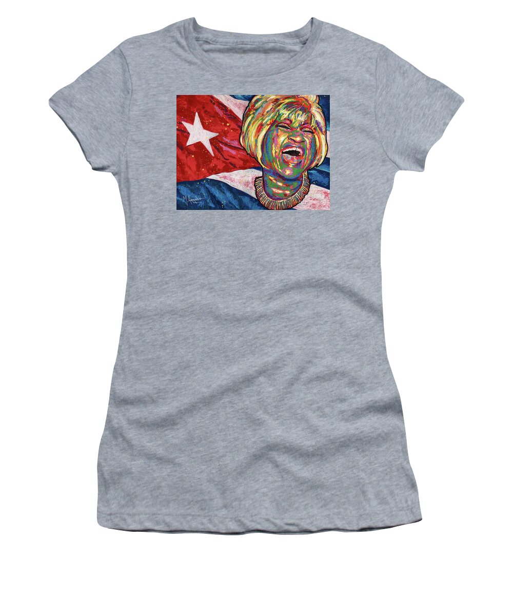 Celia Cruz Women's T-Shirt featuring the painting Celia Cruz by Maria Arango