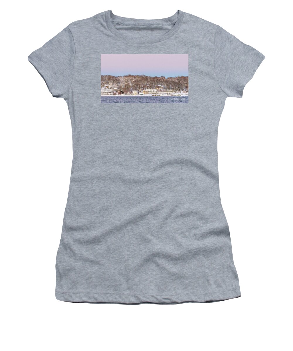 Water Women's T-Shirt featuring the photograph Centerport Yacht Club in Winter by Sean Mills