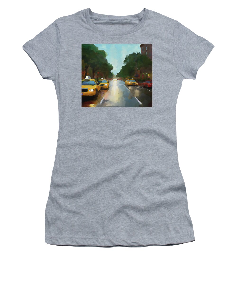 Taxi Women's T-Shirt featuring the digital art Central Park West by Alison Frank