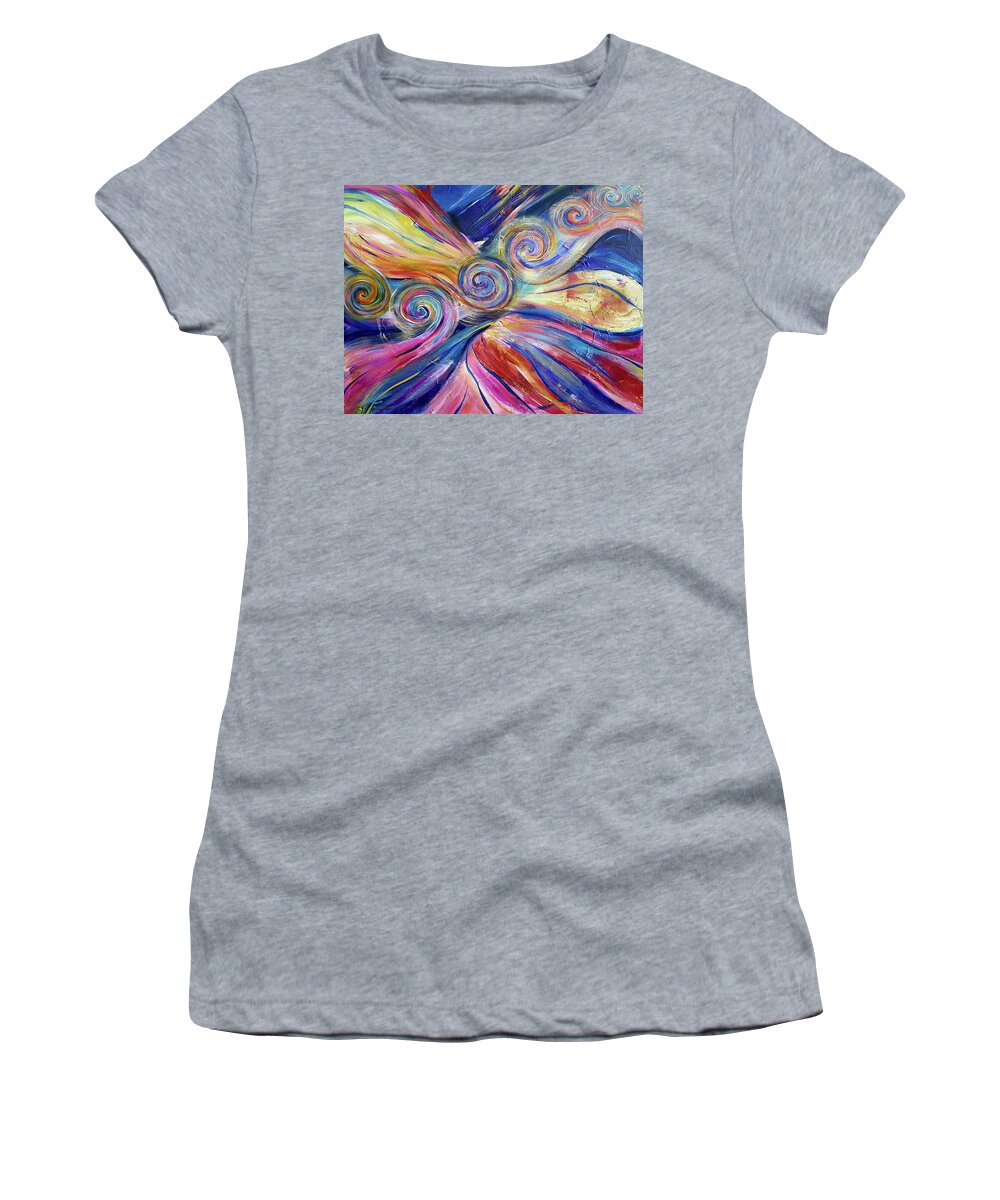 Chakras Women's T-Shirt featuring the painting Chakras Align by Jackie Ryan