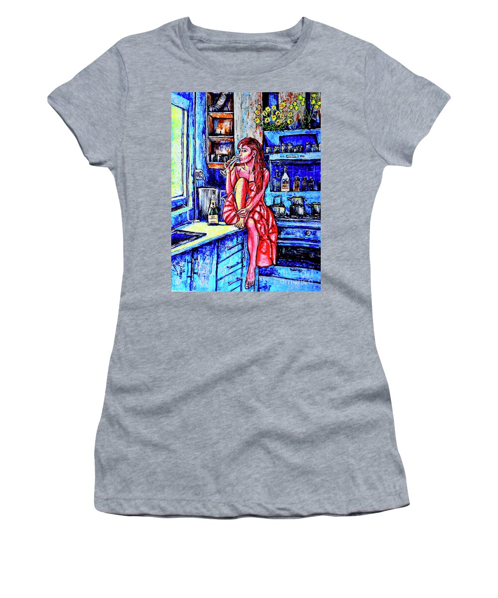 Champagne Women's T-Shirt featuring the painting Champagne by Viktor Lazarev