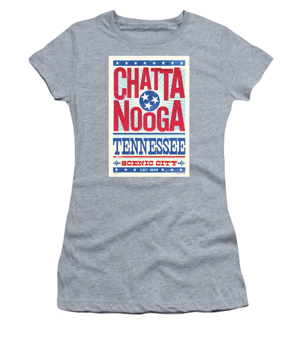Letterpress Women's T-Shirt featuring the digital art Chattanooga Poster - Tennessee by Jim Zahniser