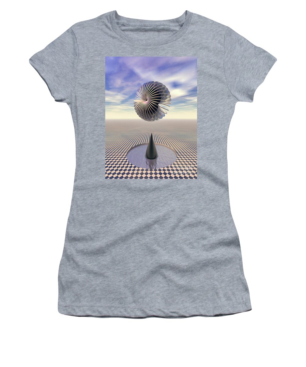Gravity Women's T-Shirt featuring the digital art Checkers Landscape by Phil Perkins