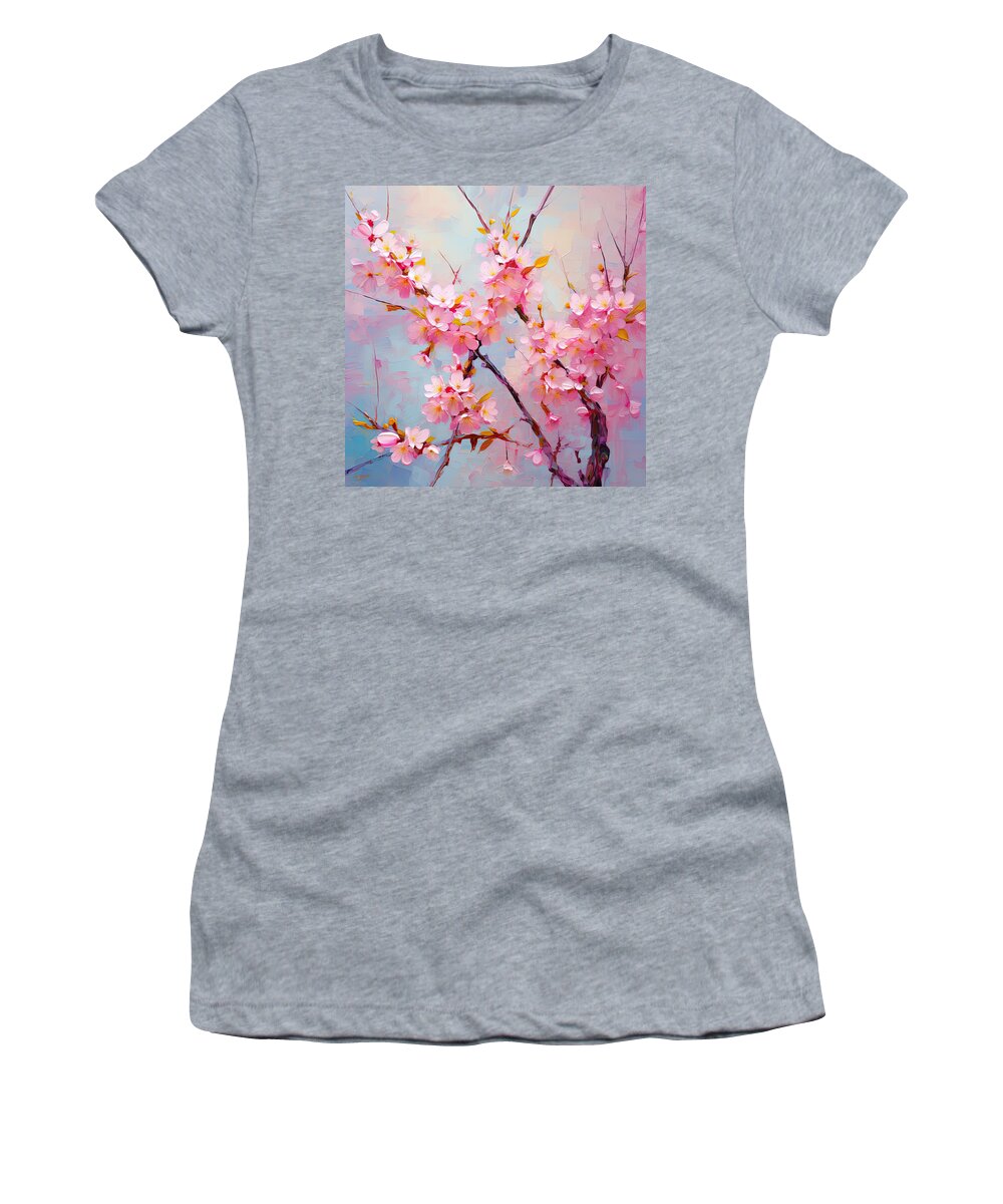 Pink Art Women's T-Shirt featuring the painting Cherry Blossoms Art by Lourry Legarde