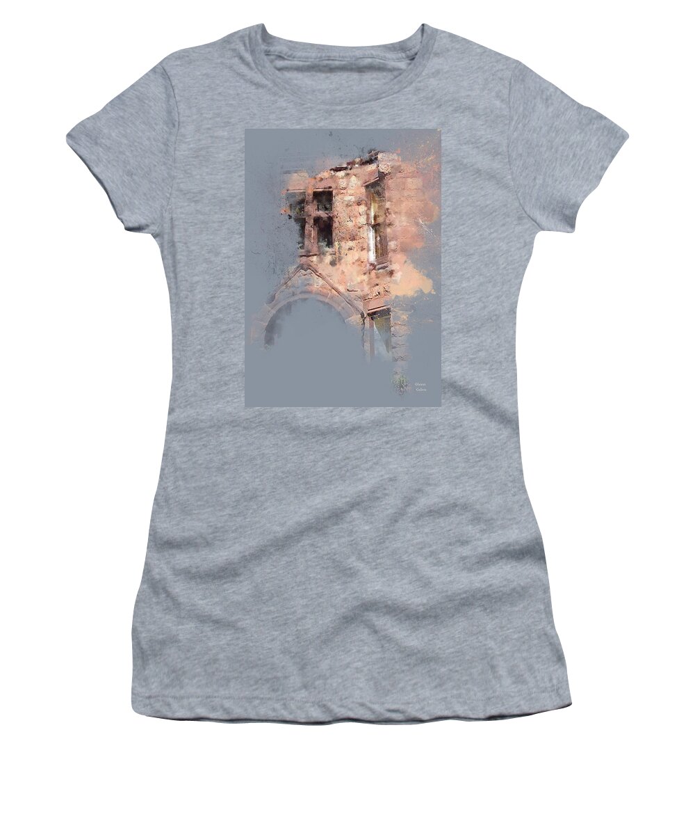 Chicago Women's T-Shirt featuring the painting Chicago Gold Coast Building Detail by Glenn Galen